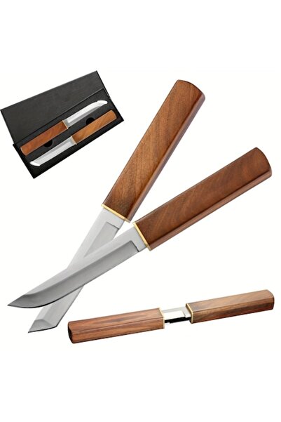 Globalport Retail Set 2 Cutite de tip Puukko & Tanto, otel D2, maner lemn, 24...