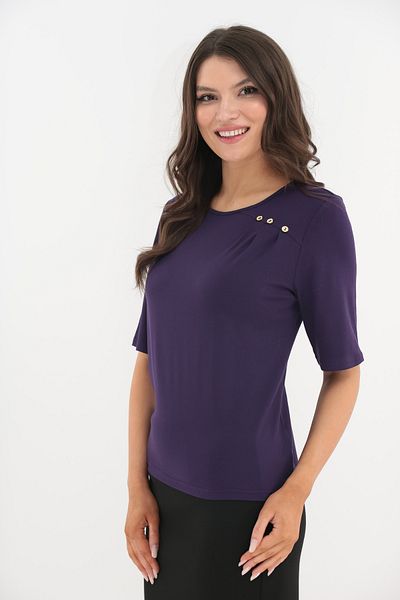 Vanessa Line RO Purple viscose blouse with asymmetrical pleats