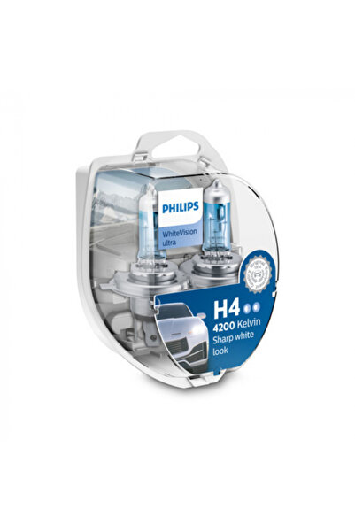 Philips Set 2 Becuri Far H4/W5W P43T-38 60/55W 12V White Vision Ultra