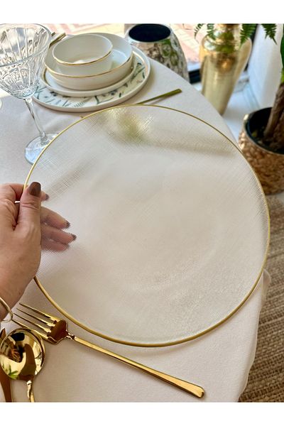 Decamor home Gold Rimmed Glass Plate 6 Pieces