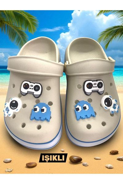 MARKABONİ Boy's Beige Non-Slip Sole Lighted Pool Beach Slippers & Sandals
