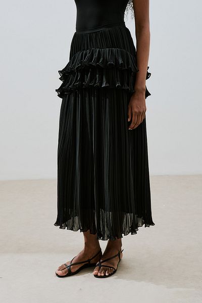 Manuka Mi̇la Pi̇celi̇ Fold Skirt Black