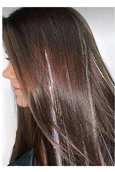 Mutenaura Yan Çıt Çıt Postiş -Simli-Simsiz-Ombre-Dalgalı-Düz-50 Cm