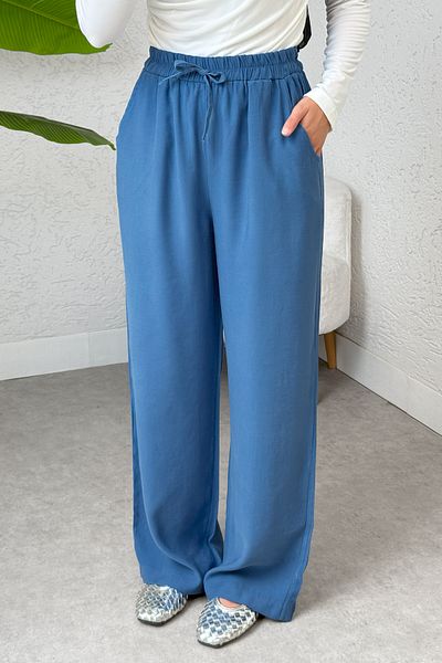 Salih Çelebi Pantaloni casual cu talie elastică 2382 - INDIGO