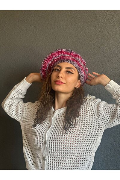 Gönülden Tasarım Hand Knitted French Painter Women's Beanie Ebruli