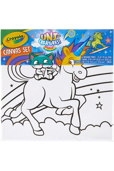 Crayola Unicorn Canvas Paint Set, Gift for Kids, Ages 3, 4, 5, 6, Multi-colored, One Size