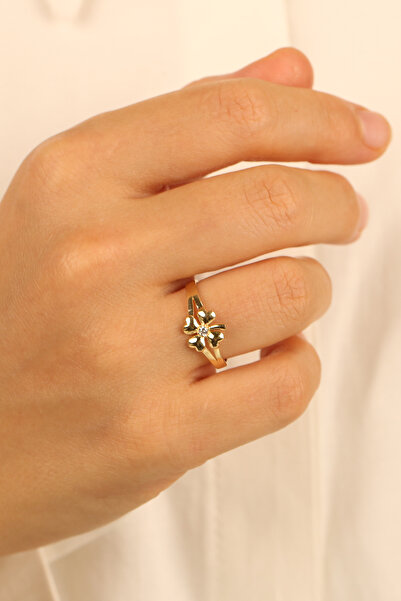 Çgk Çiğdem Gürel Kuyumculuk Yonca Yapraklı Minimal Altın Yüzük