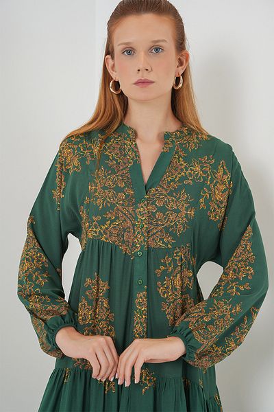 Merterium Rochie lungă hijab cu model pentru femei Y.Smarald 1155