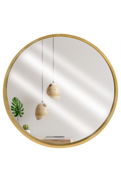 shumee 50cm round gold wooden wall mirror.