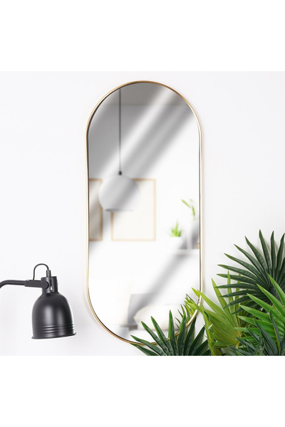shumee Gold oval wall mirror 72x32 cm