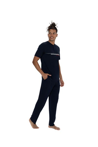 U.S. Polo Assn. U.S. Polo Assn. Plus Size Men's Navy Blue Short Sleeve Pajama Suit