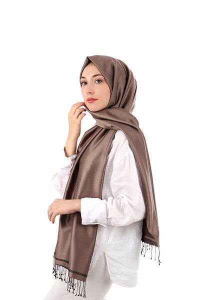Bursa İpek Brown Black Double Sided Silk Shawl
