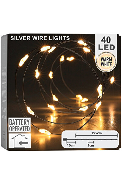 shumee Luminițe de Crăciun pentru brad, sârmă, 40 LED-uri, 195 cm
