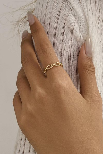 New Obsessions Brass Ring with Chain Model Adjustable