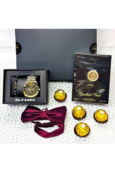 velve Πλούσια συσκευασία για άνδρες, με γλυκά, παπιγιόν, ρολόι και βραχιόλι, πολυτελές αραβικό άρωμα Lattafa