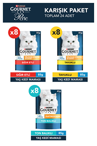 Gourmet Perle Karışık Yaş Kedi Maması 85 gr X 24 Adet
