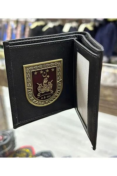 Ö ÖZMERT ASKERİ MALZEME Karacı Wallet Leather Wallet with Badge