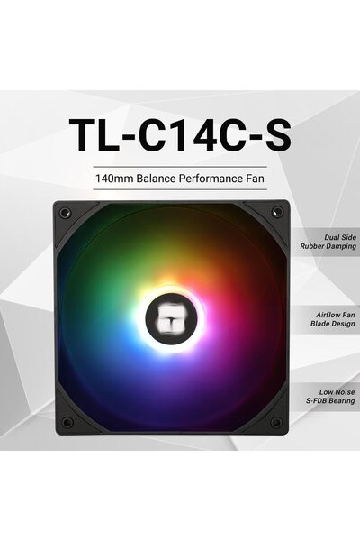 ThermalRight TL-C14C-S Case Fan High Performance Cooler Fan 1500RPM, 4-PIN PWM Cooling Fan with S-FD