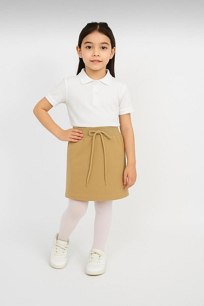 FERRY BUTİK Girl's Back to School Waist Rubber Ribbed Waist Shorts Skirt