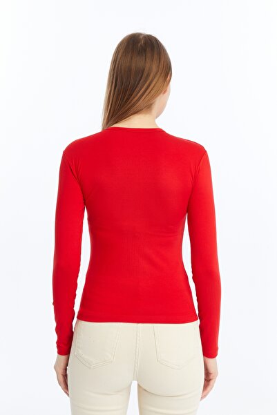 LAENT Women's Red Black White Round Neck 3-Piece Bodysuit