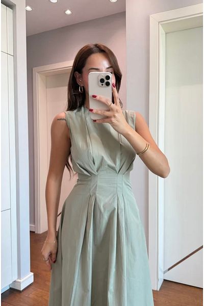 ForOus Pins Detailed Waist Seated Dress