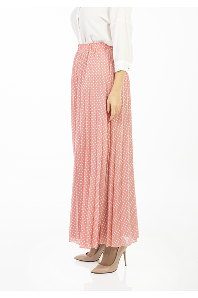Guzella Maxi Size Polka Dot Lined Pleated Chiffon Trousers