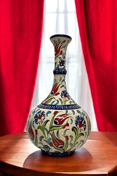 STORESZA El Yapımı 30Cm Kütahya Çinisi Gözyaşı Çini Vazo - Mavi