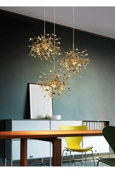 LUXXO Suspensie Monetti Gold, 3xG9, corp aluminiu, decoruri metalice, 45x45x45cm