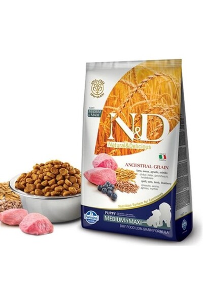 N&D Nd Düşük Tahıllı Kuzu Etli Yaban Mersinli Puppy Yavru Köpek Maması 12 Kg
