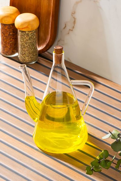 Porsima 2094 Borosilicate Glass Oil Vinegar Pot with Cork Lid 500 ml