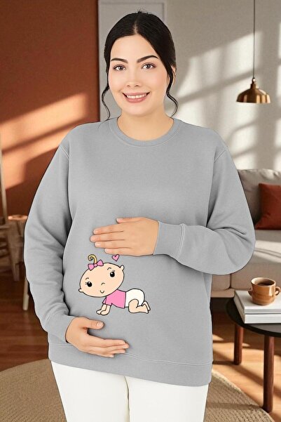 DM DOLCE MORE سويت شيرت مطبوع للحوامل