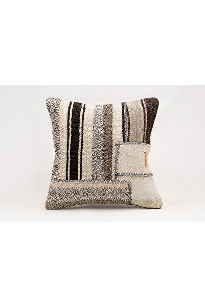 Kilim Whole Sale Vintage Throw Pillow Cover Made of Handmade Rug, Wool, 40X40 cm