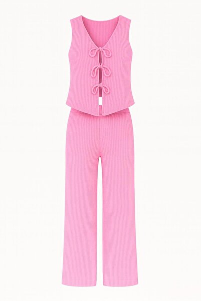 HAKKE Wide Leg wide leg elastic waist basic straight tuck pants set