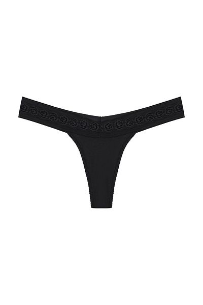 koza iç giyim Women's 3-Piece Lace Waist Cotton Thong Panties