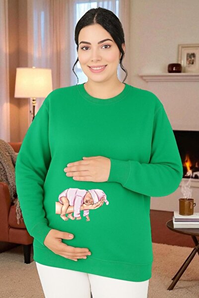 DM DOLCE MORE سويت شيرت مطبوع للحوامل