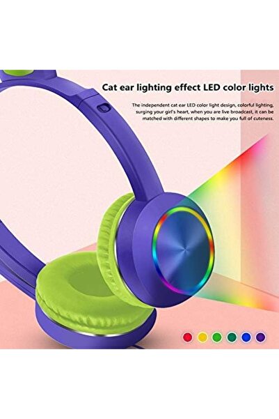 Generic AKZ-020 Cat Ear Headphones with LED Light and Microphone