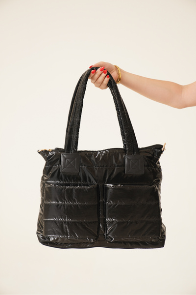 Riccon Arilyrra Women's Mother Baby Shoulder Bag 00121953 Bright Black