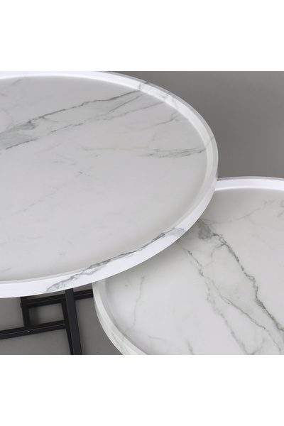 Vi Markets White wood center coffee table set - metal bases