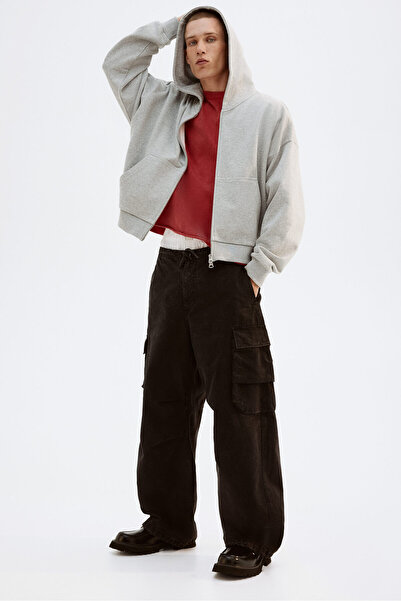 H&M Kapüşonlu ve Fermuarlı Üst Oversized Fit