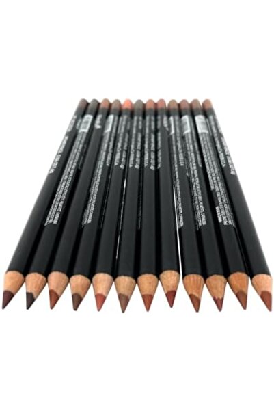 Nabi مجموعة تحديد الشفاه مع 12 لونًا خشبيًا، مكياج شفاه عالي الصبغة، ألوان غنية مكثفة، قلم رصاص بني 7 بوصة