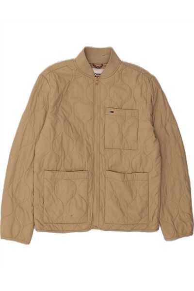 Tommy Hilfiger Womens Bomber Jacket UK 14 Medium Beige Polyamide