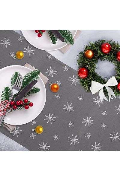 shumee PETAL grey cotton table runner 130x32 cm
