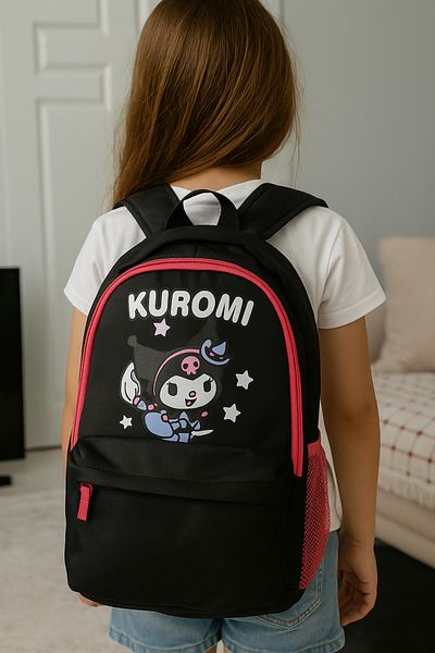 Silmarillion Children's School Set Comfortable Back Supported 3 Compartment School Bag 3 Piece Kuromi School Bag Set 40*32cm