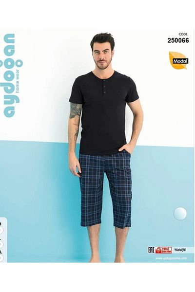 Aydoğan 100% Cotton Men's Short Sleeve Shorts Pajama Set Style and Comfort in One