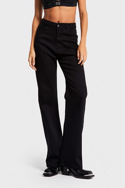 its basic Women's Black Color 1W5-1 Straight Fit Lycra Flexible Fabric Inner Size 80cm High Waist Denim Jean
