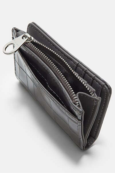 Stradivarius Timsah deseni görünümlü kartlıklı bozuk para cüzdanı