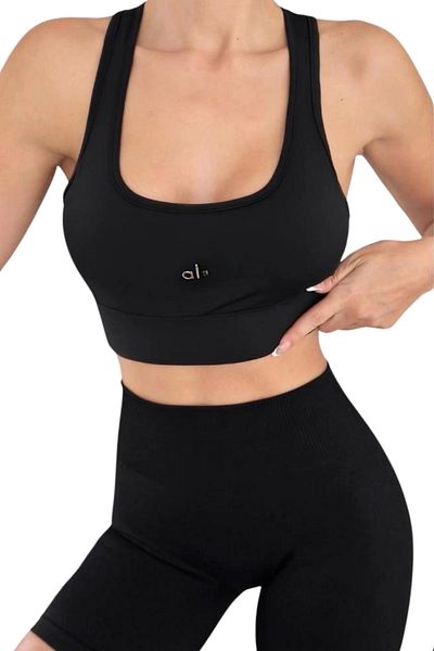 VibeGaia Ao Basic Written Women's Daily Black Athlete Model Athlete & Sports Bra