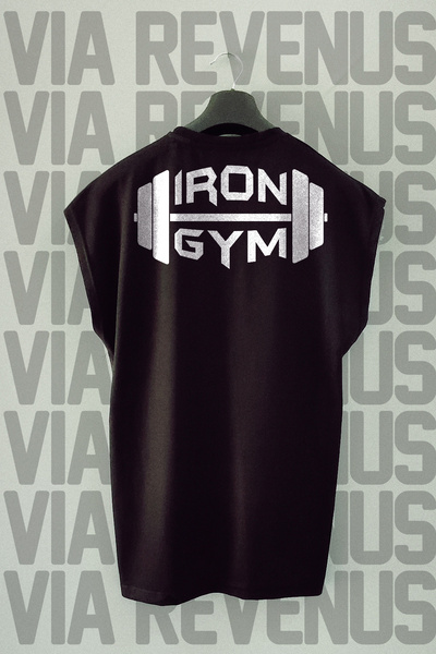 Vordevia Αθλητικό μπλουζάκι Iron Gym με εμπριμέ μηδενικό μανίκι Crew Neck