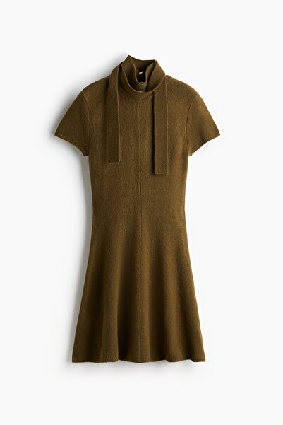 H&M Şal Detaylı Triko Elbise