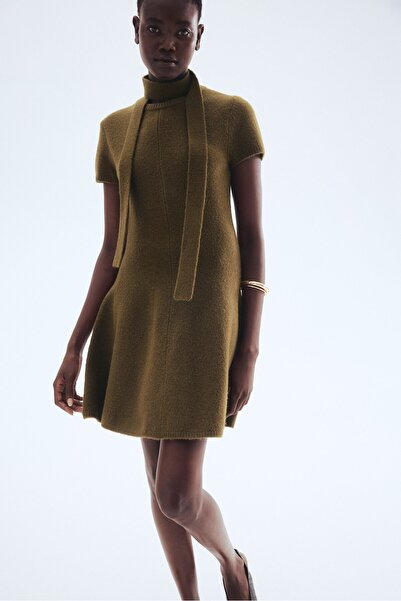 H&M Şal Detaylı Triko Elbise